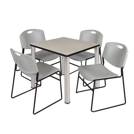 Kee Kee Square Table & Chair Set, Wood, Metal, Polypropylene Top TB3030PLBPCM44GY